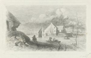 Flom ved Lith Flomkatastrofe 1855 (serietittel) av Charles Rochussen