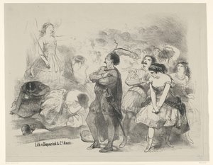 Scene fra ballett Astaroth Kunngjøringsbilletter til balletter og skuespill fremført i Amsterdam City Theatre (serietittel) av Charles Rochussen