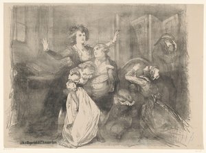 Scene fra scenedrama Marie Antoinette Kunngjøringer om balletter og skuespill fremført i Amsterdam City Theatre (serietittel) av Charles Rochussen