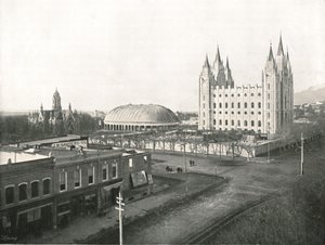 Assembly Hall, Tabernacle and Mormon Temple, Salt Lake City, USA, 1895.