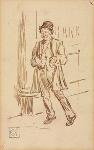 Studie av en beruset mann som passerer en bank av Charles Samuel Keene