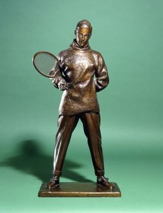 En bronsefigur av H.R.H. Prinsen av Wales, senere Edward VIII, kledd for tennis, ca. 1920-1930-tallet