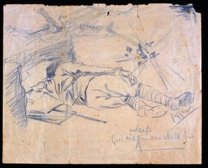 Løytnant Leslie Gooldie sov under granatild, 1915