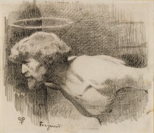 Studie for The Beheading of St. John the Baptist, ca. 1881 (kull på tykt krempapir)