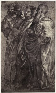 Fotoreproduksjon av en tegning av Raphael, seks vise menn