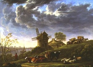 Solbeite beiter ved en landsby ved elven av Charles Towne