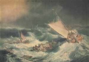 Et forlis med båter som prøver å redde mannskapet
