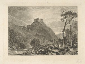 Okehampton Castle, ved elven Okehampton av Charles Turner