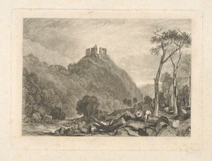 Okehampton Castle, ved elven Okement av Charles Turner