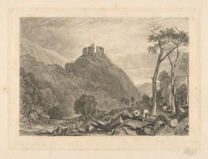 Okehampton Castle, ved elven Okement av Charles Turner