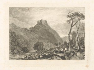 Okehampton Castle, ved elven Okement av Charles Turner