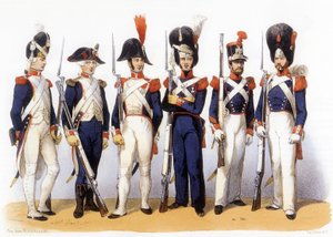 Uniformer av den franske hæren, nasjonalgarden (infanteri) 1700-tallet, gravering av Charles Vernier (1831-1887)