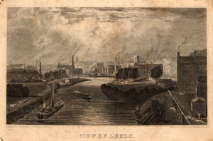 Utsikt over Leeds, gravert av J. Cousen, før 1827 (gravering)