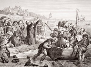 Pilegrimsfedrenes avgang fra Delft Haven i juli 1620, fra 