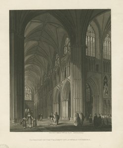 Interiør i Lichfield Cathedral - Nave: akvatintgravering av Charles Wild
