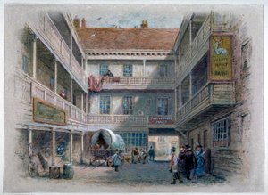 Gårdsplassen til White Hart Inn, Borough High Street, Southwark, London, c1860 av Charles Wilkinson