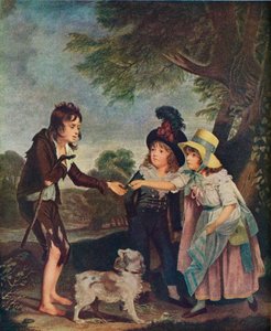 Portrett av Sir Francis Fords barn som gir en mynt til en tiggergutt. Utstilt 1793 1906