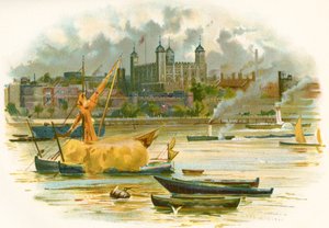 Tower of London på 1800-tallet. Også kjent som Hennes Majestets kongelige palass og festning, London, England. Fra Cassell