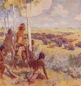 Kelsey ser Buffalo (farge litho)