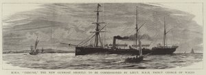 HMS Thrush, den nye kanonbåten som snart skal tas i bruk av løytnant HRH prins George av Wales av Charles William Wyllie
