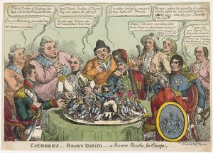 Catering- Boney Dishd- en Bonne Bouche for Europa, pub. 1813 (håndfarget gravering)