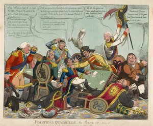 Political Quadrille -- Game Up, pub. 1806 (håndfarget gravering)