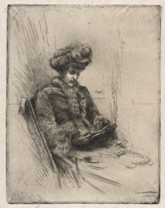 Sittende ung kvinne, leser
