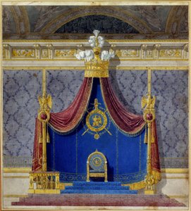 Art France: Tronen til Napoleon I ved Palais des Tuileries skapt av Charles Percier (1764-1838) og Pierre Francois Leonard Fontaine (1762-1853), franske arkitekter og dekoratører. Privat samling av Charles and Fontaine Pierre Percier