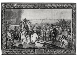 Louis XIV (1638-1715) ved beleiringen av Douai, juli 1667, Gobelins verksted av Charles attr. to Le Brun