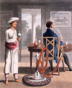 En gentleman med sin Hookah Burdah, eller rørbærer, 1813