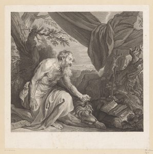 Jerome med sovende løve og krusifiks av Charles de Beauvais (rejected attribution)