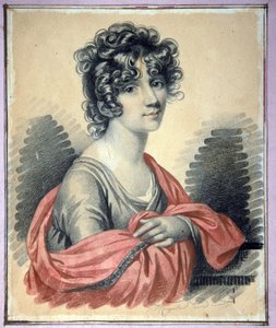Portrett av grevinne Varvara Ivanovna Golitsyna (?-1804), født Shipova - Verk av Carl von Hampeln (1794-etter 1880), kull, pastell og sangvin på papp (25x22 cm), ca. 1820 - (Portrett av grevinne Varvara Ivanovna, Golitsyna Ivanovna født Shipova, Charcoal,