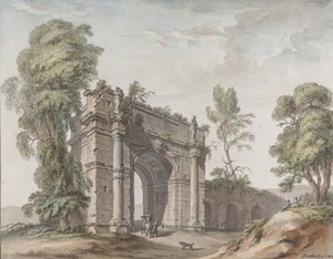 Design for en triumfbue for hagene ved Chateau d'Enghien, Belgia, 1782.