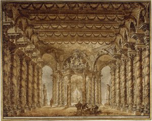 Scenedesign for operaen Armide av Jean-Baptiste Lully, 1760.