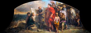 Keiser Augustus (63 f.Kr.-14 e.Kr.) bygger havnen i Misene (Italia) (Augustus bygger havnen i Miseno) - Maleri av Charles de La Fosse (1636-1716), olje på lerret (200x350 cm)
