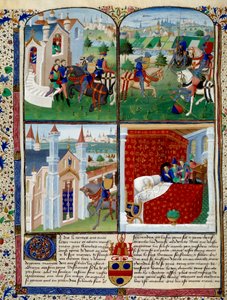 Illustrasjon av Tristans roman: start, turnering og død. Miniatyr av Mesteren Dit De Charles Du Maine (ca. 1450 - 1460). Chantilly, Musee Conde