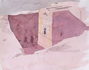 Giorgis Sunset, Lalibela, Etiopia, 1996 (wc på papir)