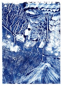 An Early Morning Walk, 2019 (monoprint) av Charlotte Orr