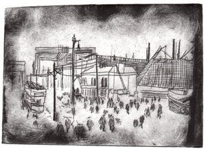 Belfast Docks, 2015 (tørrpunkt-etsing og digital) av Charlotte Orr