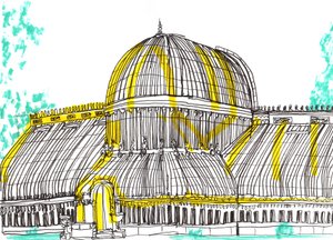 Botanic Gardens, Belfast, 2021 (penn og akrylmarkør) av Charlotte Orr