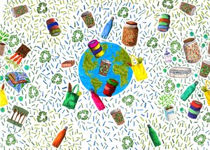 Recycling Bin Design, 2020 (penselpenner og digital) av Charlotte Orr