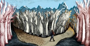 The Road Less Travelled, 2013 (tørrpunkt-etsing og digital) av Charlotte Orr