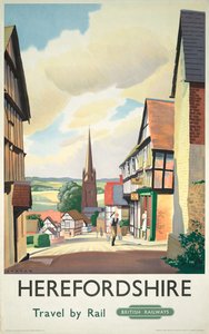 Plakat, British Railways (vestregionen). Reise med tog i Herefordshire, Ledbury av Chater Paul Chater