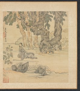 Malerier etter eldgamle mestere: Portrett av Zhongqing i et landskap av Chen Hongshou