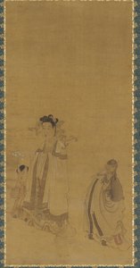 Dragekongen som ærer Buddha, Ming-dynastiet, tidlig på midten av 1600-tallet.