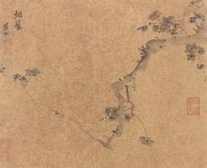 A Plum Branch, Ming-dynastiet, ca.1580-1639. av Chen Jiru