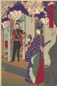 Blomstrende kirsebærtrær i Ueno-parken Ueno koen kaika zu, 1888., 1888.