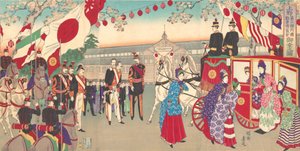 Besøk av keiserinnen til den tredje nasjonale industrielle salgsfremmende utstillingen i Ueno Park ..., 1889.