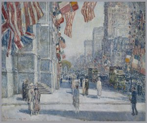 Tidlig morgen på Avenue i mai 1917 av Childe Frederick Hassam