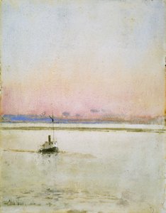 Solnedgang (akvarell på papir) av Childe Frederick Hassam